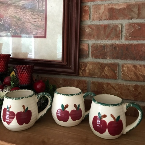 Vintage 3 Pc Apple Garden Stoneware - Picture 1 of 8